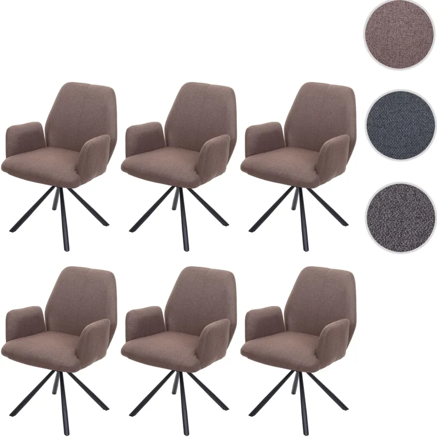 6er-Set Esszimmerstuhl HWC-H71, Küchenstuhl Lehnstuhl Stuhl, Stoff/Textil Stahl