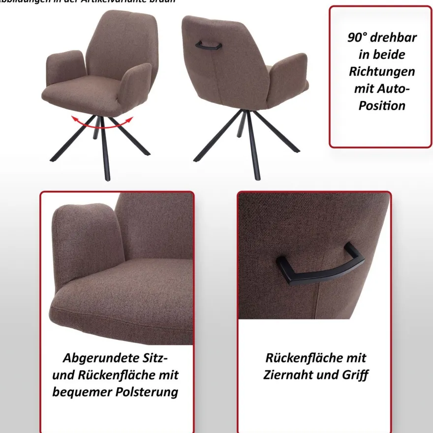 6er-Set Esszimmerstuhl HWC-H71, Küchenstuhl Lehnstuhl Stuhl, Stoff/Textil Stahl