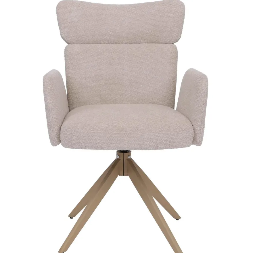 6er-Set Esszimmerstuhl HWC-N11, drehbar Auto-Return Stoff Bouclé 350g/m²