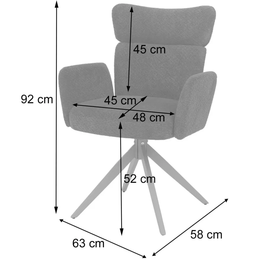 6er-Set Esszimmerstuhl HWC-N11, drehbar Auto-Return Stoff Bouclé 350g/m²
