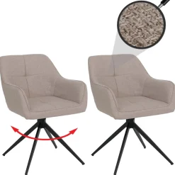 2er-Set Esszimmerstuhl HWC-O47, Küchenstuhl, drehbar Auto-Return, Stoff 270g/m²