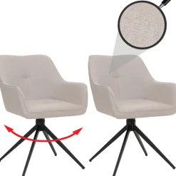 2er-Set Esszimmerstuhl HWC-O47, Küchenstuhl, drehbar Auto-Return, Stoff 270g/m²