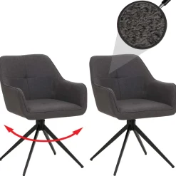 2er-Set Esszimmerstuhl HWC-O47, Küchenstuhl, drehbar Auto-Return, Stoff 270g/m²