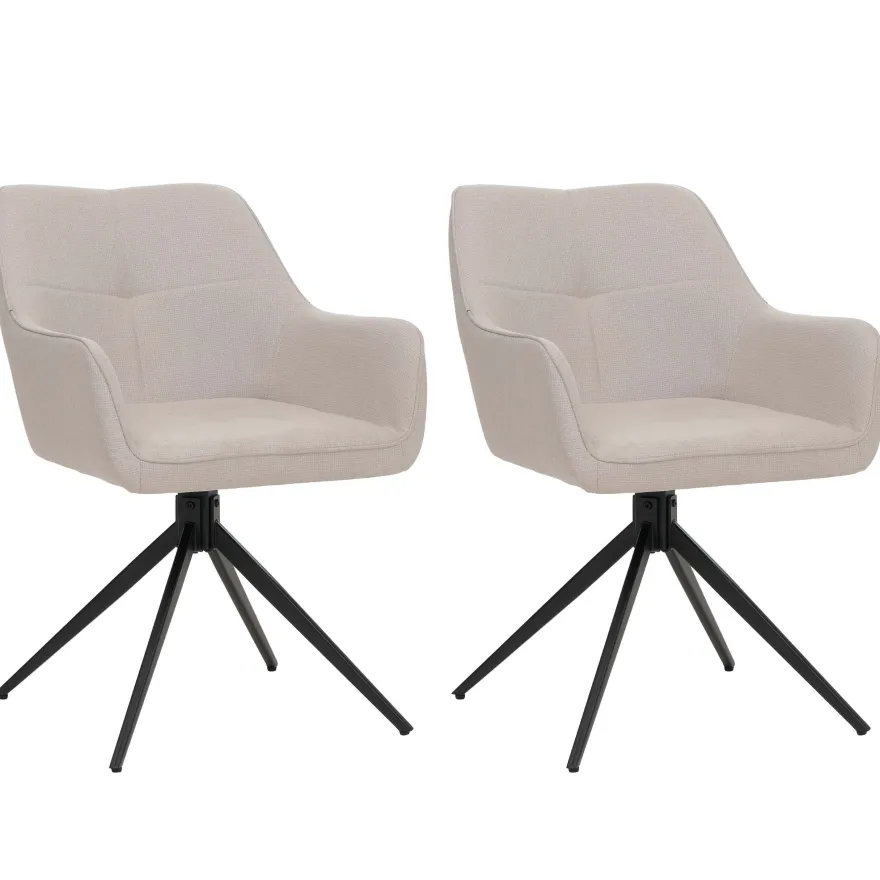 2er-Set Esszimmerstuhl HWC-O47, Küchenstuhl, drehbar Auto-Return, Stoff 270g/m²