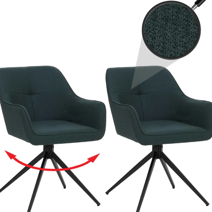 2er-Set Esszimmerstuhl HWC-O47, Küchenstuhl, drehbar Auto-Return, Stoff 270g/m²