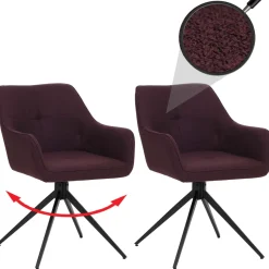 2er-Set Esszimmerstuhl HWC-O47, Küchenstuhl, drehbar Auto-Return, Stoff 270g/m²