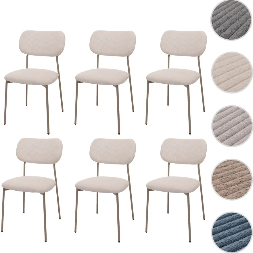 6er-Set Esszimmerstuhl HWC-O26, Stuhl, Cord (330g/m²) Stoff/Textil Metall