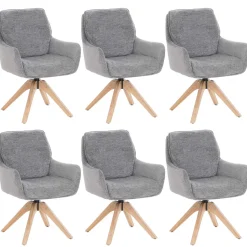 6er-Set Esszimmerstuhl HWC-Q37, Stoff 680g/m² Chenille Holz MVG