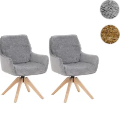 6er-Set Esszimmerstuhl HWC-Q37, Stoff 680g/m² Chenille Holz MVG