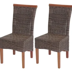 2er-Set Esszimmerstuhl Savona, Stuhl Küchenstuhl, Rattan
