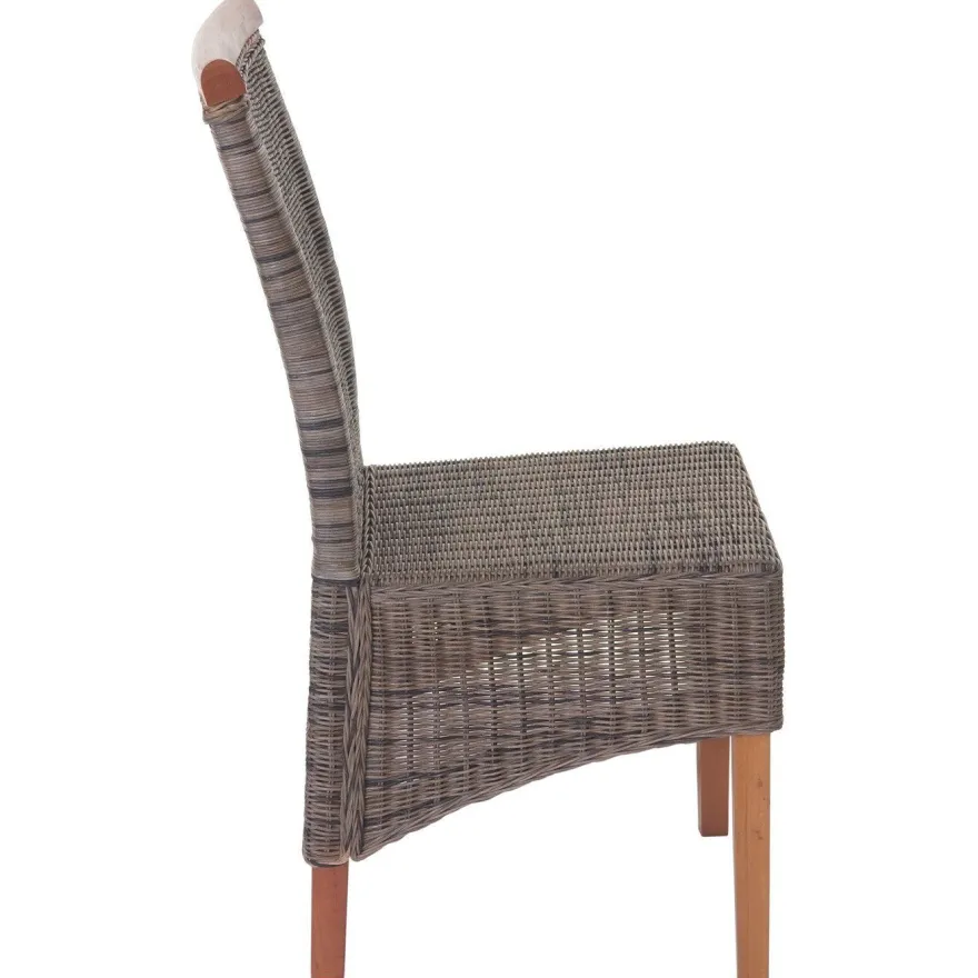 2er-Set Esszimmerstuhl Savona, Stuhl Küchenstuhl, Rattan