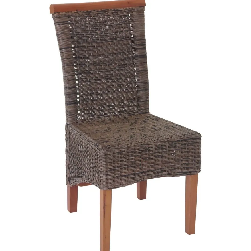2er-Set Esszimmerstuhl Savona, Stuhl Küchenstuhl, Rattan