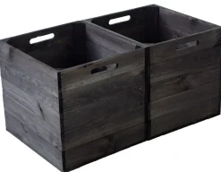 2er set Holzkiste schwarz lasiert passend für Kallax und Expeditregale Regaleinsatz