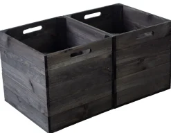2er set Holzkiste schwarz lasiert passend für Kallax und Expeditregale Regaleinsatz