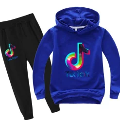 2er Set Junge Mädchen Tik Tok Hoodie Anzug Kinder Tide Pullover mit Hose