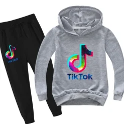 2er Set Junge Mädchen Tik Tok Hoodie Anzug Kinder Tide Pullover mit Hose