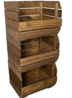 3er Set Küchenregal Olaf 40x33x30 cm in palisander Gemüsekiste Obsthorde Gemüsekor