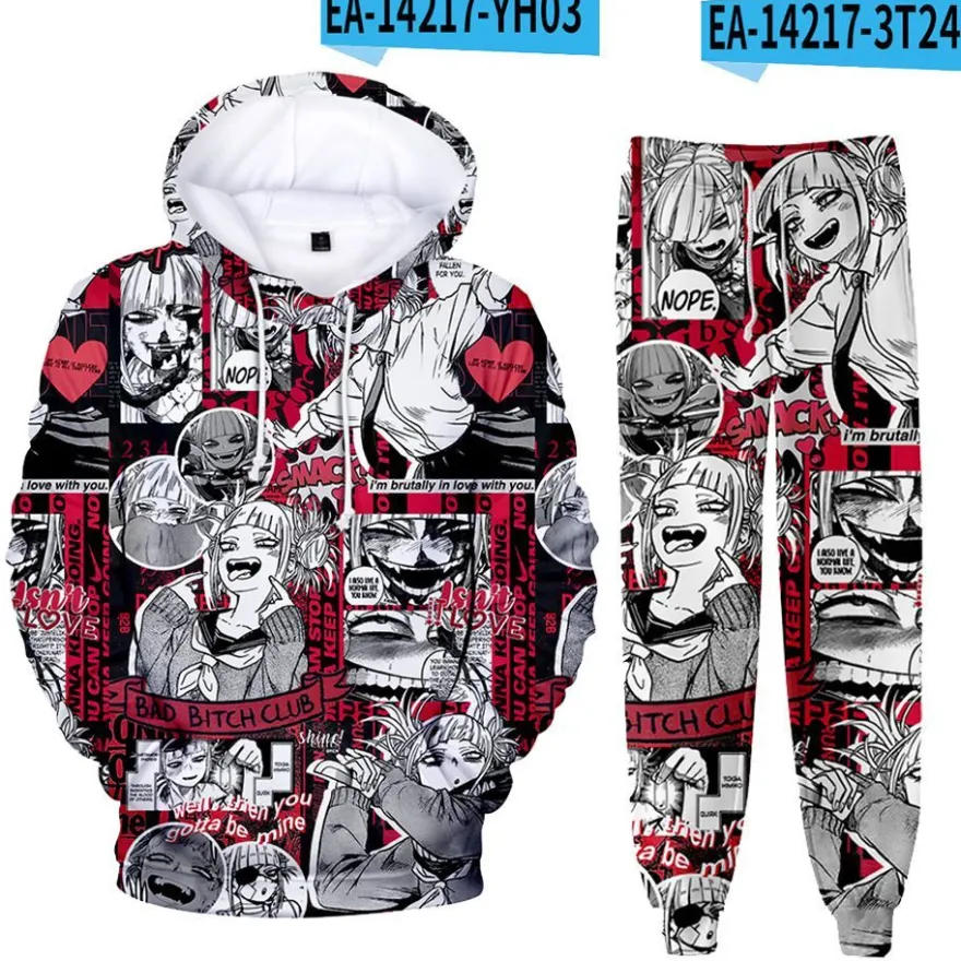 2er Set Kinder My Hero Academia 3D Druck Hoodie Anzug Baby Pullover mit Hose