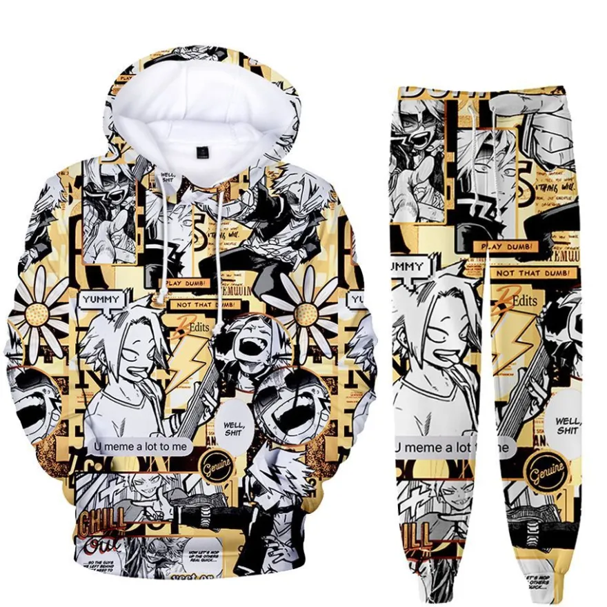 2er Set Kinder My Hero Academia 3D Druck Hoodie Anzug Baby Pullover mit Hose