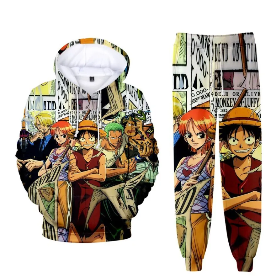 2er Set Kinder One Piece Hoodie Anzug Baby 3D Druck Cosplay Pullover mit Hose
