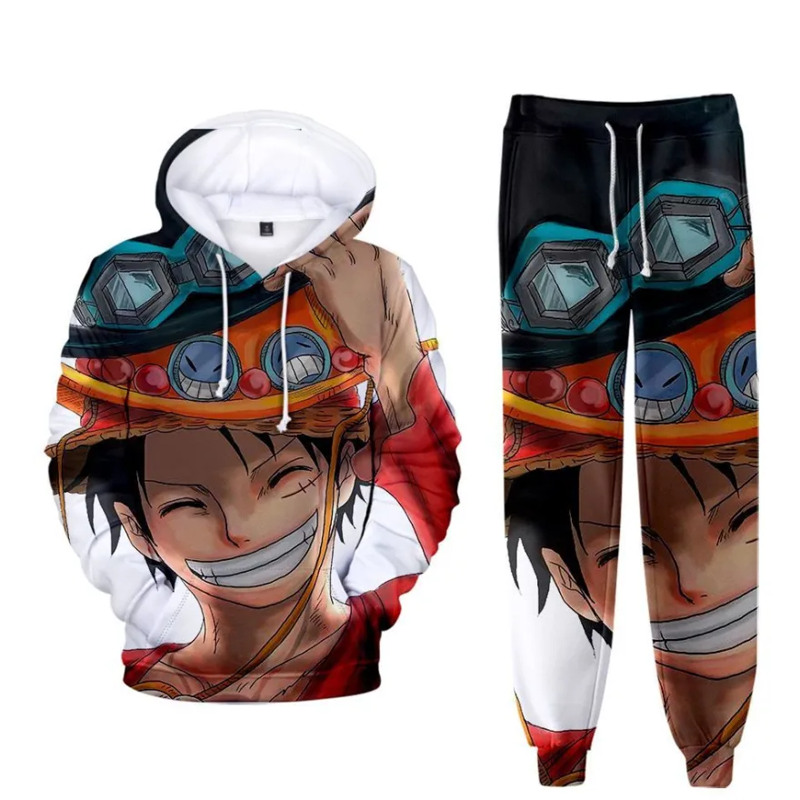 2er Set Kinder One Piece Hoodie Anzug Baby 3D Druck Cosplay Pullover mit Hose