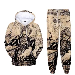2er Set Kinder One Piece Hoodie Anzug Baby 3D Druck Cosplay Pullover mit Hose