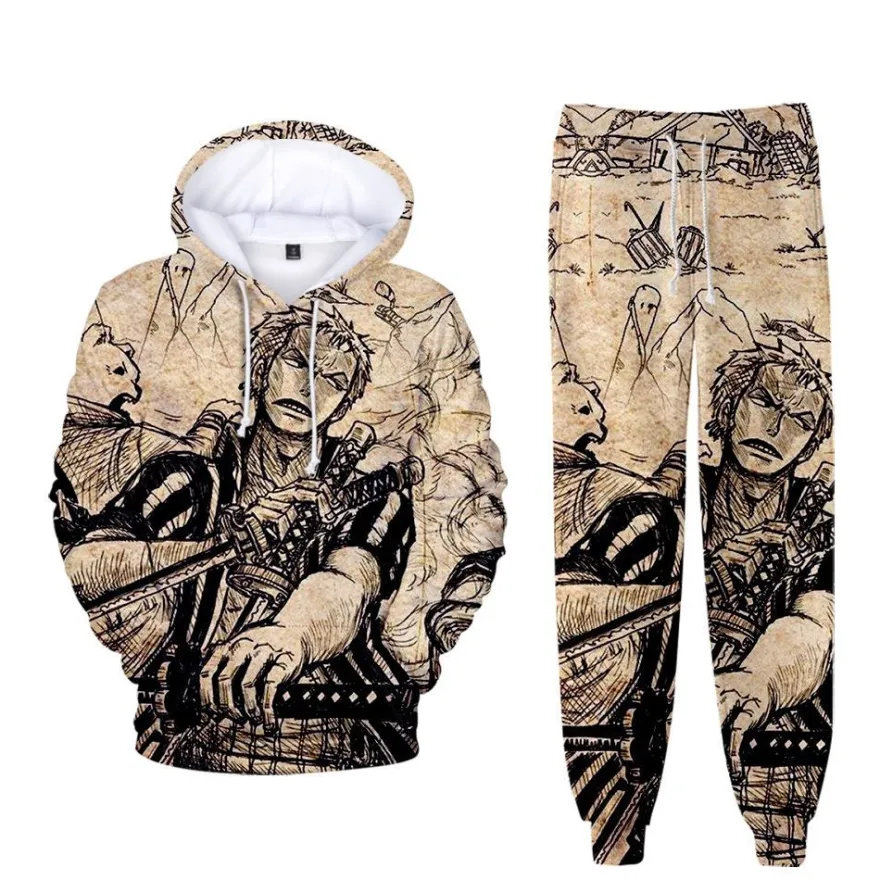 2er Set Kinder One Piece Hoodie Anzug Baby 3D Druck Cosplay Pullover mit Hose