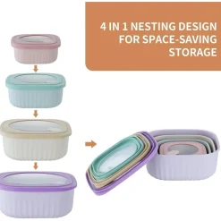 4er Set Kingbon Frischhaltedosen Luftdicht Quadratisch BPA-frei