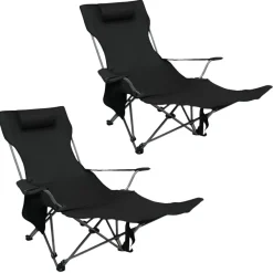 2er Set Liegestuhl tragbar Campingstuhl zusammenklappbar, Getränkehalter Tasche