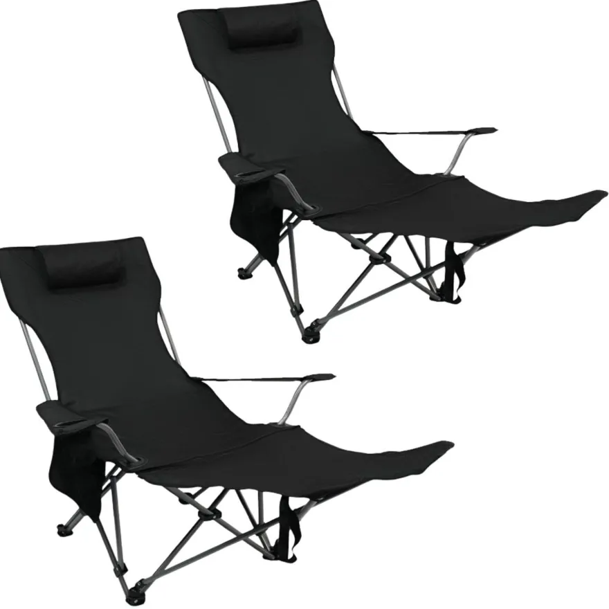 2er Set Liegestuhl tragbar Campingstuhl zusammenklappbar, Getränkehalter Tasche