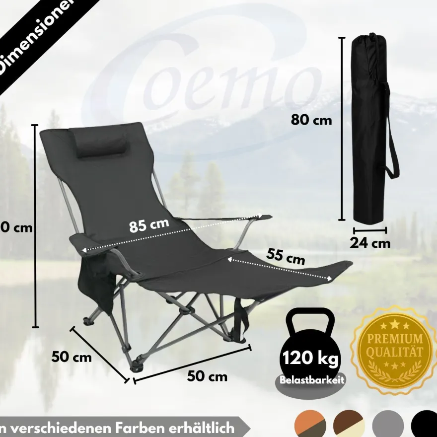 2er Set Liegestuhl tragbar Campingstuhl zusammenklappbar, Getränkehalter Tasche