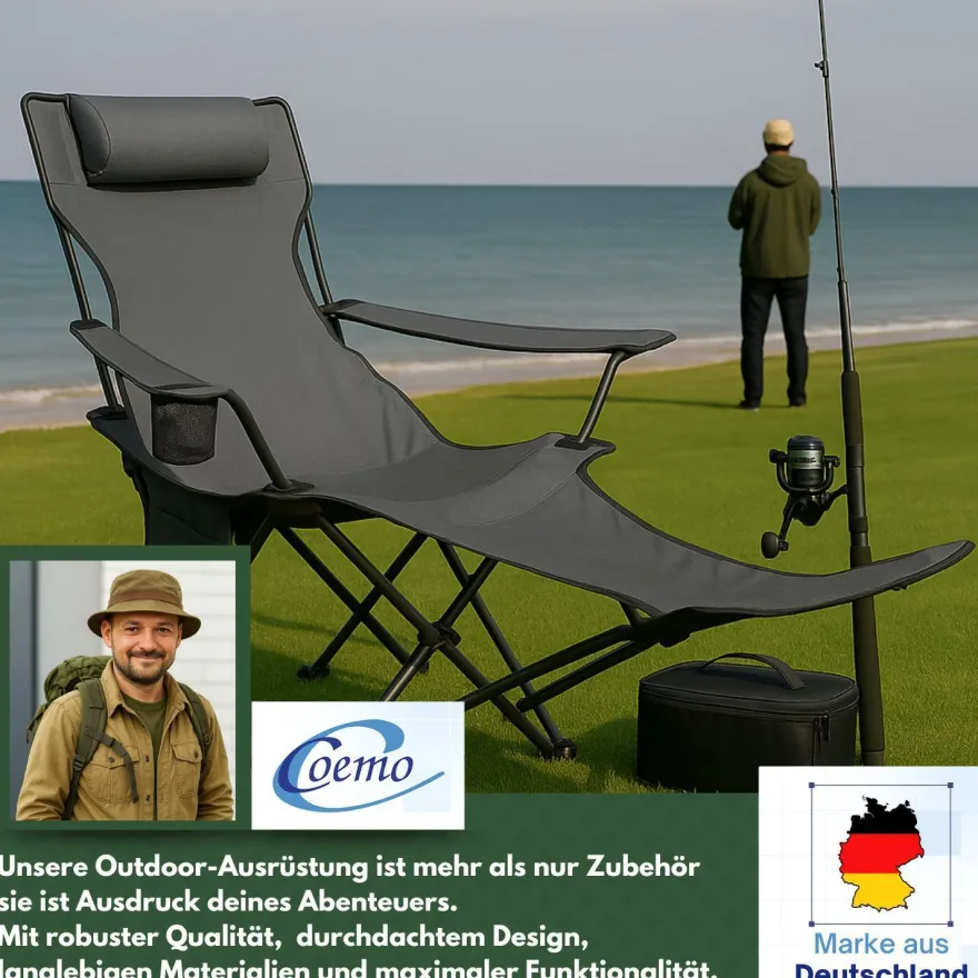 2er Set Liegestuhl tragbar Campingstuhl zusammenklappbar, Getränkehalter Tasche