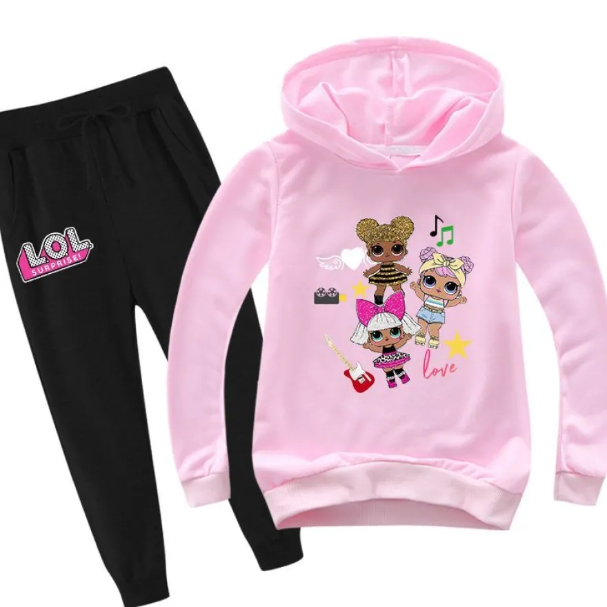 2er Set Mädchen L.O.L Surprise Hoodie Anzug Kinder Pullover Sweatshirts mit Hose
