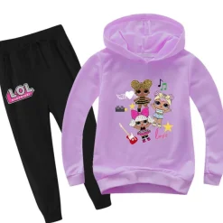 2er Set Mädchen L.O.L Surprise Hoodie Anzug Kinder Pullover Sweatshirts mit Hose