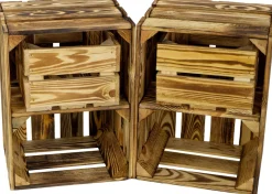 2er set Obstkiste Schubladenkiste Belotta geflammt Weinkiste Holzkiste mini Regal