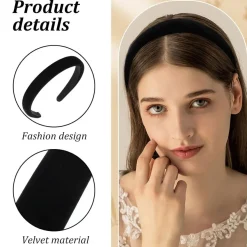 3er Set Samt Haarreif Damen Schwarz 1cm 2cm 3cm Dirndl Stirnband