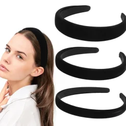 3er Set Samt Haarreif Damen Schwarz 1cm 2cm 3cm Dirndl Stirnband