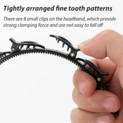 2er Set Schwarz Haarreif mit Zahnstirnband Braid Tool Twister Clips