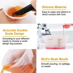 6er Set Silikon Messbecher 500ml 250ml 100ml 10ml klar Skalen DIY Basteln Küche