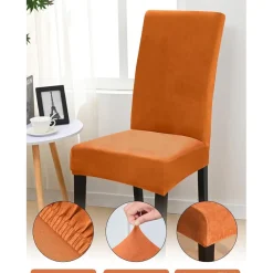 6er Set Stuhlhussen für Schwingstuhl, Stretch Samt-Stuhlbezug, Elastisch
