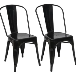 2er-Set Stuhl HWC-A73, Bistrostuhl Stapelstuhl, Metall Industriedesign stapelbar