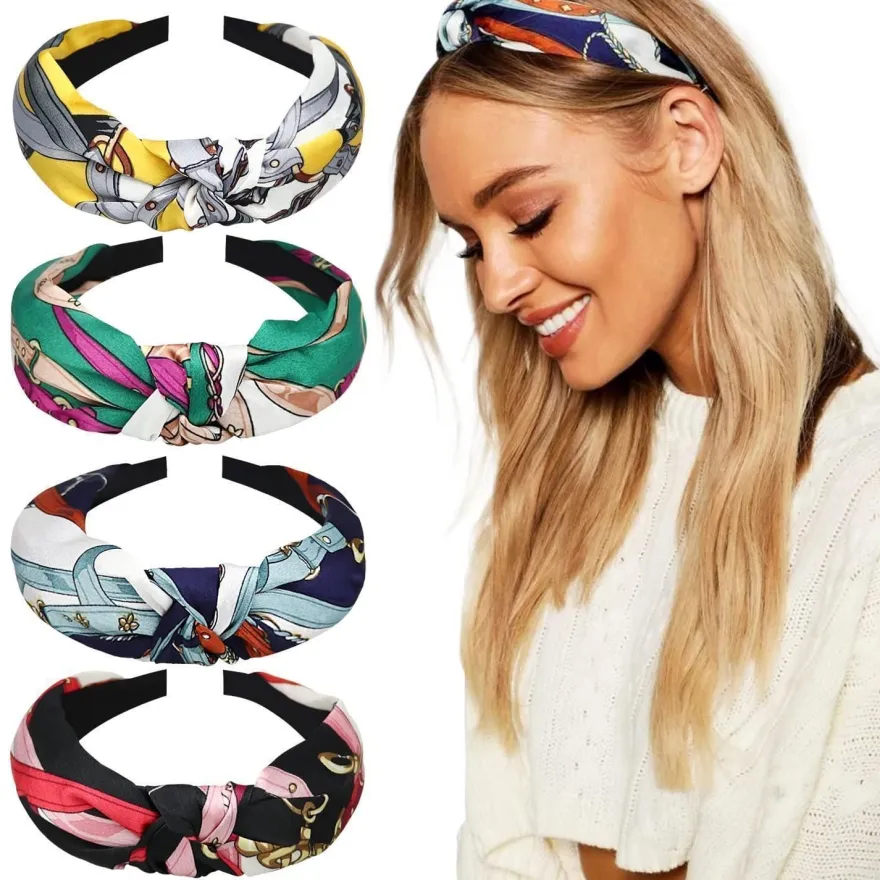 4er Set Vintage Boho Blumen Stirnband Haarreif Damen-Mädchen Anti-Rutsch
