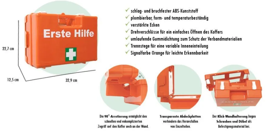 Erste-Hilfe-Koffer M2+ nach aktueller DIN/ EN 13169 für Betriebe ab 50 Mitarbeiter