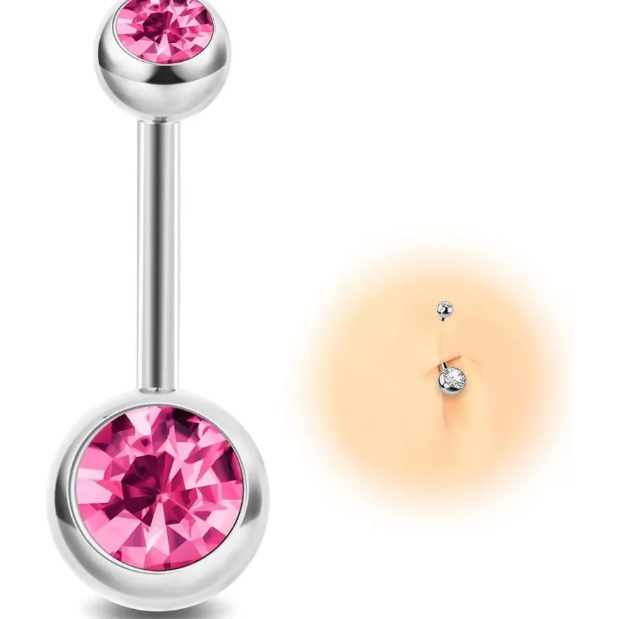 Eshioner G23 Titan Bauchnabelpiercing 14G 10MM/12MM, Gold Silber Rosa Lila