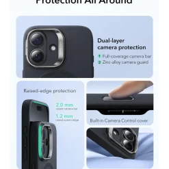 ESR iPhone 17 Hülle mit Ständer, MagSafe kompatibel, Silikon, Schwarz