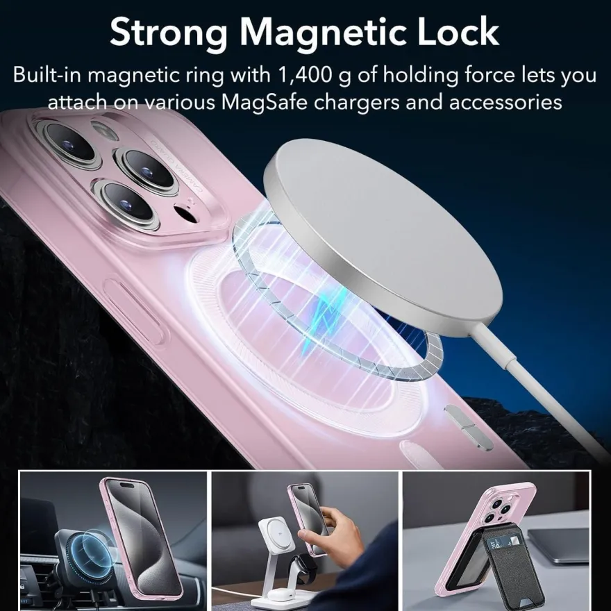 ESR iPhone 15 Pro Hülle, klares Silikon Case mit MagSafe, stoßfest & dünn