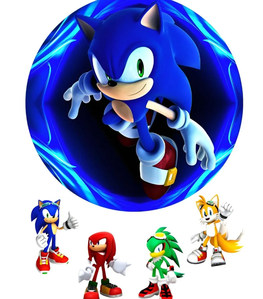 Essbar Sonic the Hedgehog Kuchen Party Tortenaufleger Torte Geburstag Zuckerbild 03