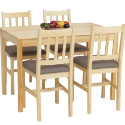 Esszimmer-Set HWC-F77, Sitzgruppe Esszimmergruppe, Massiv-Holz Landhaus 110cm