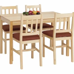 Esszimmer-Set HWC-F77, Sitzgruppe Esszimmergruppe, Massiv-Holz Landhaus 110cm