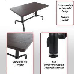 Esszimmertisch HWC-P31, Tisch Esszimmertisch, Industrial Holz 140x80cm